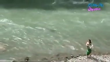 Desi girl in transparent wet saree showing boobs..hot show