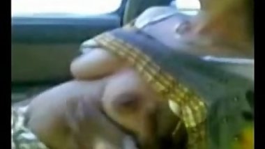 Cute South Indian Aunty Show her MILKY Boobs to her BF in CAR