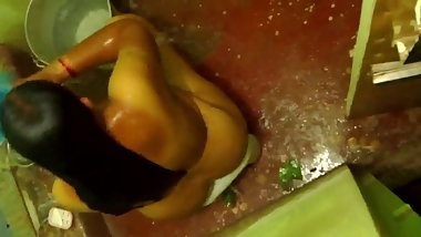 My nude wife bathing