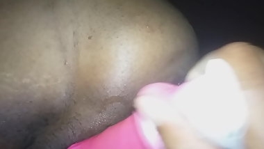 black pussy pink dildo