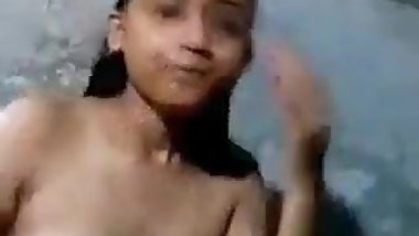 Indian teen girl bathing