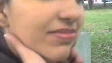 Indian chick sucks cock outdoor
