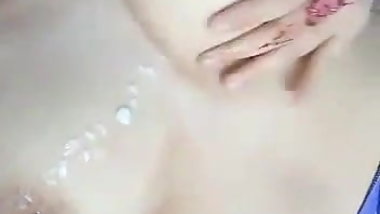 Loves creaming her beauty breasts when away