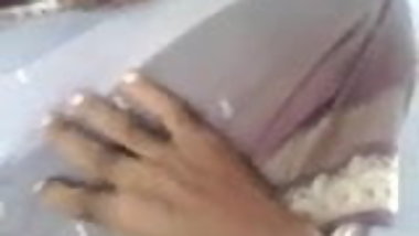 Satin silk Saree maami boobs press