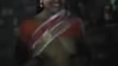 Satin Silk Saree maid showing boobs