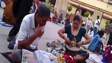 Aunty Boobs Show in Crowd Changing
