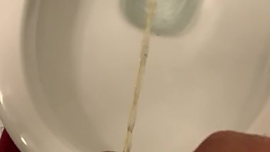 Golden piss in toilet