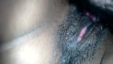 Licking a beautiful dark hairy indian cunt