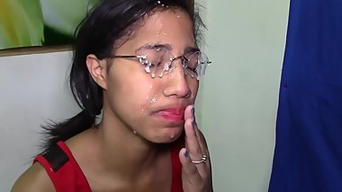 Nerdy indian girl messy cumshot.