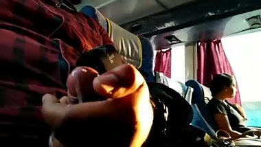 Guy cums in Indian bus trying to flash to girl
