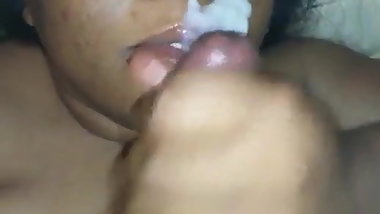 Tamil cum on Telugu aunty face