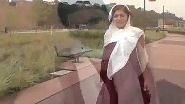 Horny Arab girl in a white scarf gets part4