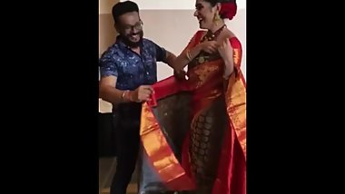 wearing a sari