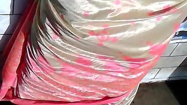 Satin Saree Aunty Back