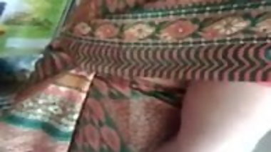 Satin silk saree Aunty