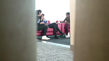 Candid Indian Chick Feet Shoeplay Dangling Black Tights