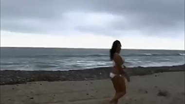 Sunny Leone dancing on the beach
