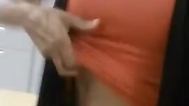 flashing boobs & pussy in public office daring show
