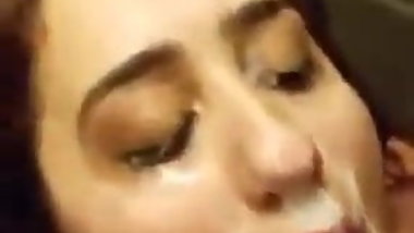 Small cock cum facial in public toilet to NRI Milf