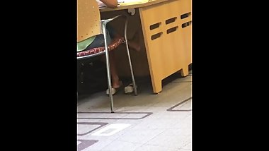 Candid library feet
