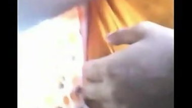 Indian guy touching and rubbing  women tits in bus