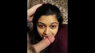 Busty Indian teen sucks white dudes cock pov