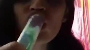 Young Kinky Svetha sucking fake cock