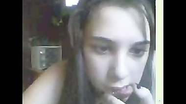 Hot girl licks and bends over