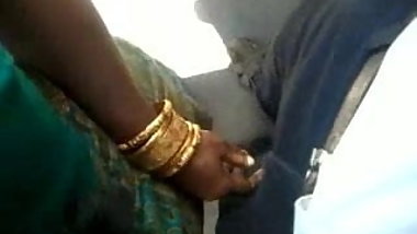 Aunty touching dick in public