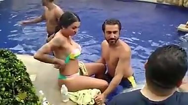 punjabi pool party with a topless foreigner girl