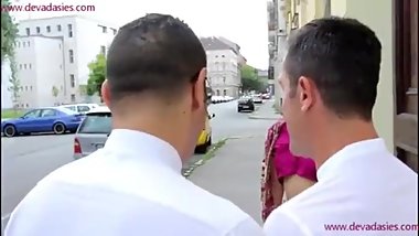 Hindi audio, Hot Women Lost her way, fucked by two.