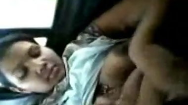 Boob press in car