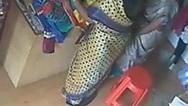 Satin silk saree aunty in shop