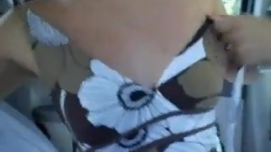 Amateur shy Indian gives blowjob in car