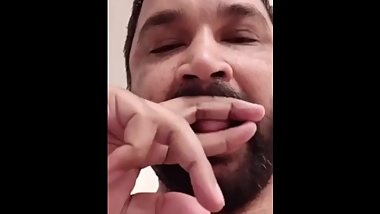 Indian daddy showing his small dick on cam