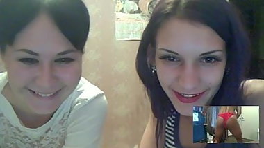 Two models humiliate me in red panties