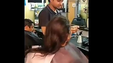 Indian girl salon headshave