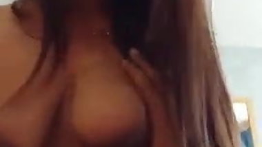 Cute girlfriend with dark nipps boobs riding with hot exp