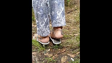 Walking in sandals mules