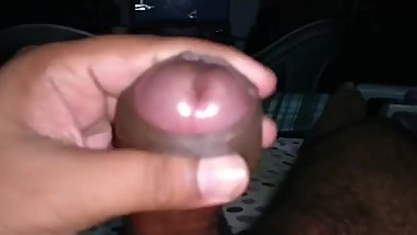 Jerking fat uncut cock