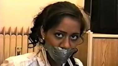 Indian girl wrap gagged and bound