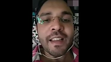 Indian glasses man jerka€‹ off show