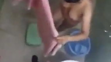 Indian neighbor aunty caught bathing