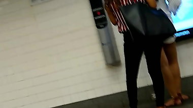 Indian teen girl Nice legs at the train station