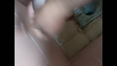 Young boy can't cantrol in bathroom