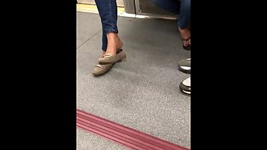 Candid Indian Sisters flats dangle + flip flops