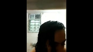 busty indian chick selfshot video after shower