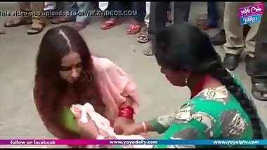 Girl removing dress in public