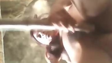 sexy girl inserting long bamboo
