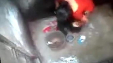 neighbor girl bathing